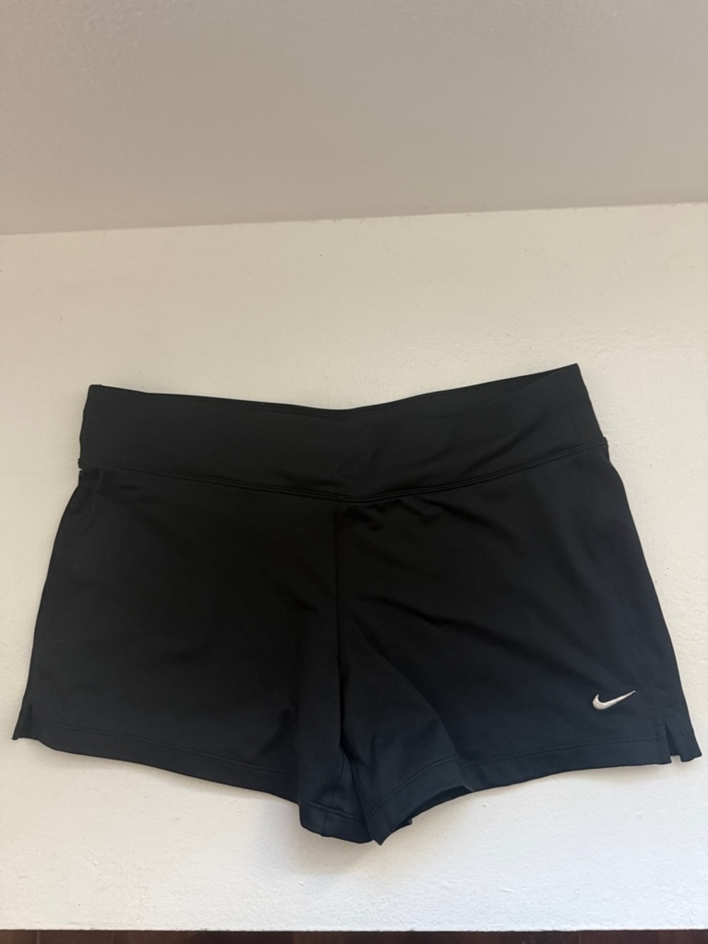 Nike Black Women’s Athletic Training Shorts with Silver Swoosh